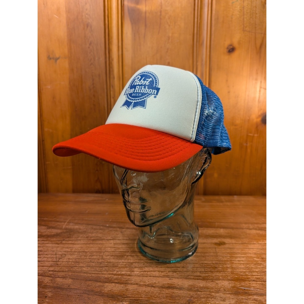 Vintage Pabst Blue Ribbon Blue Trucker Baseball Hat Snapback Cap PBR #1087